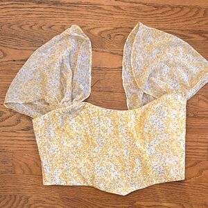 Chic Floral Yellow Blouse